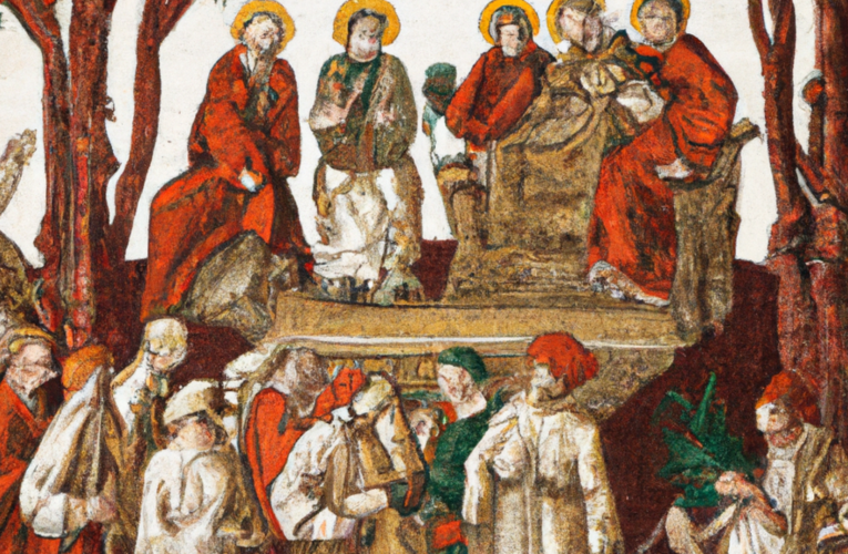 A majestic tapestry depicting scenes from the life of Saint Peter, showcasing intricate details and vibrant colors.